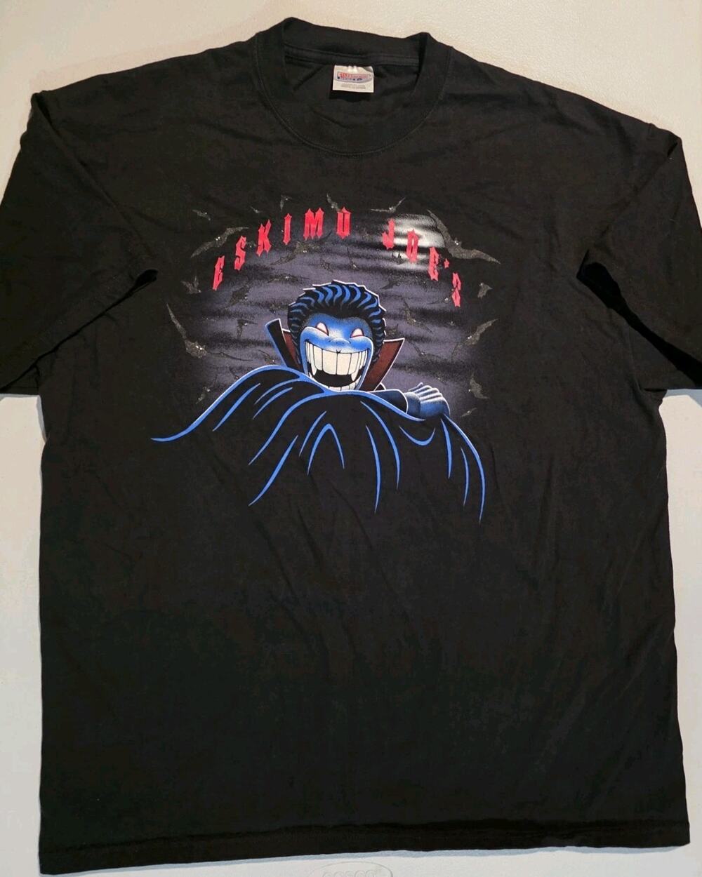 VTG Eskimo Joe's Dracula Vampire T Shirt Hanes Beefy T XL Black Oklahoma